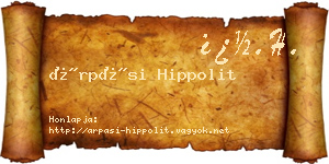 Árpási Hippolit névjegykártya